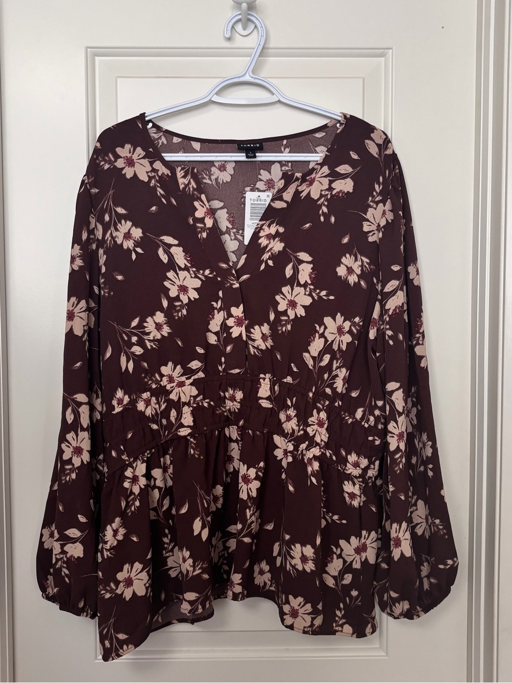TORRID Brown Floral Peplum Blouse